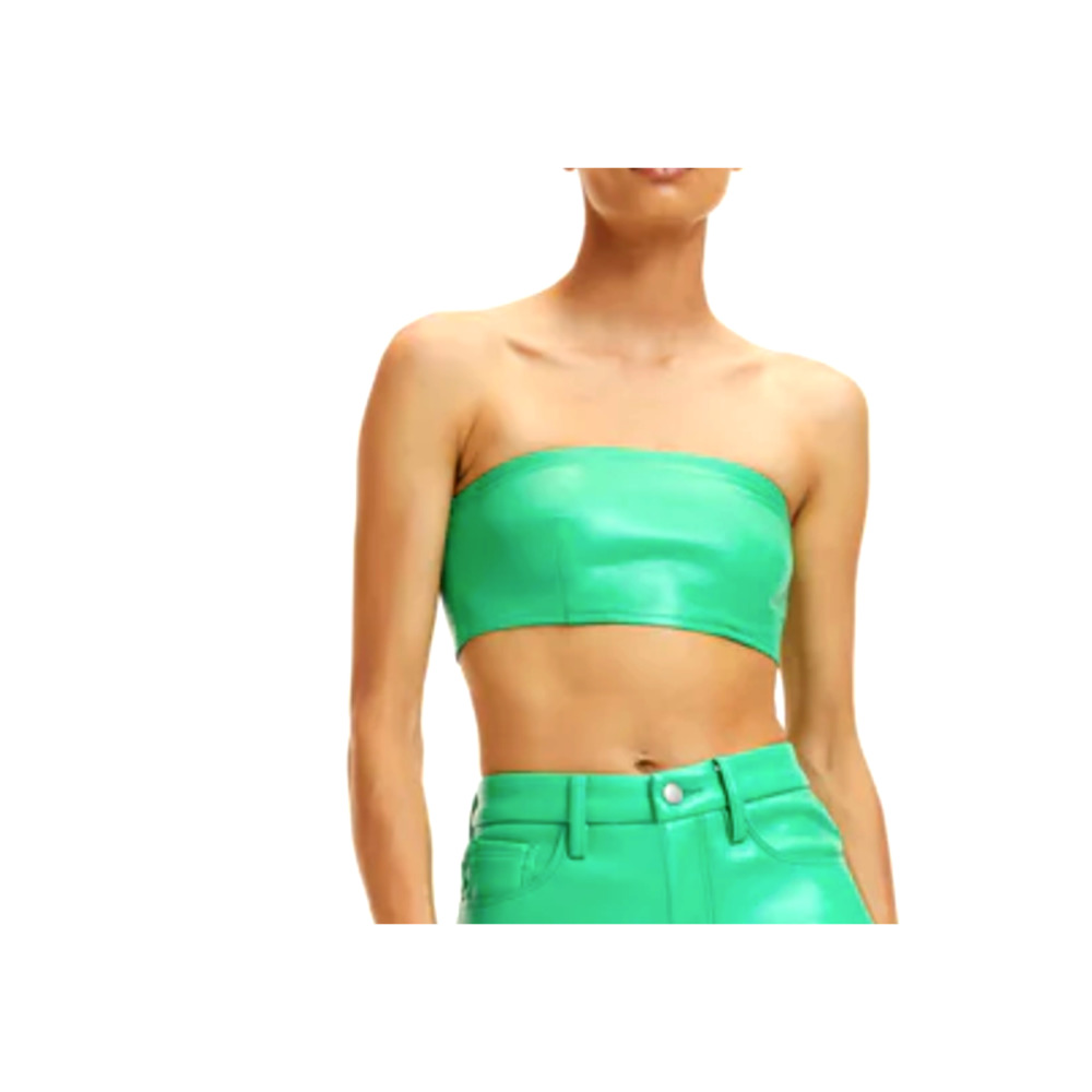 Good American Better than Leather Bandeau Top | Sz 3 Large | Summer Green NWT